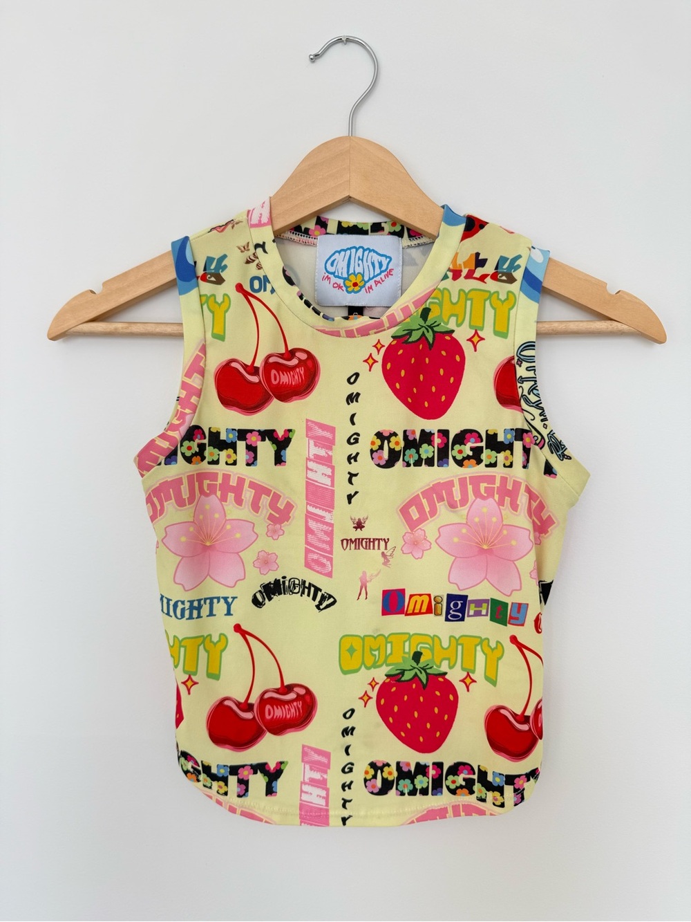 omighty Yellow Kids Graphic Fruit & Floral Tank Top